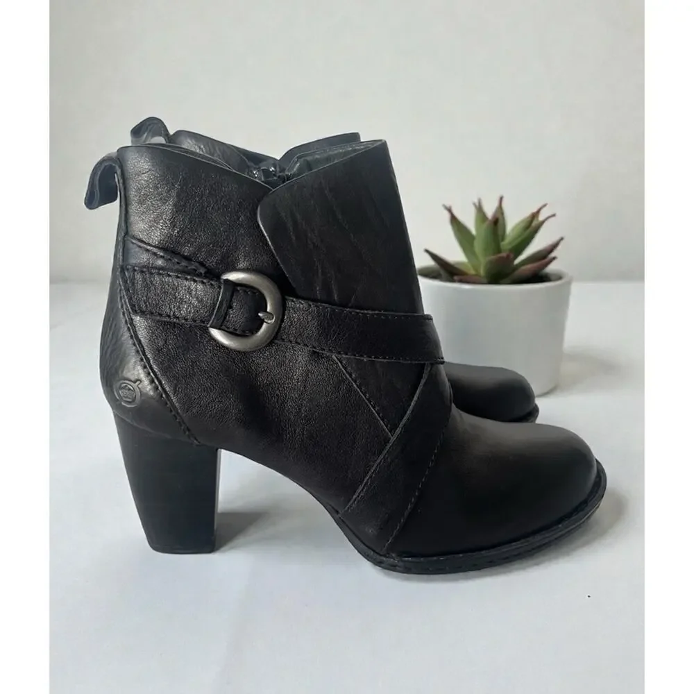 Born Shola leather Moto ankle boots black 9.5